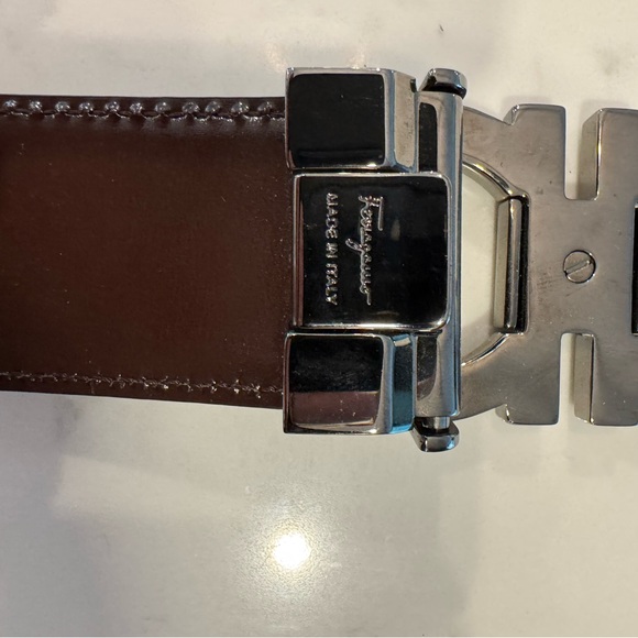 Salvatore Ferragamo Black Belt with Silver Buckle